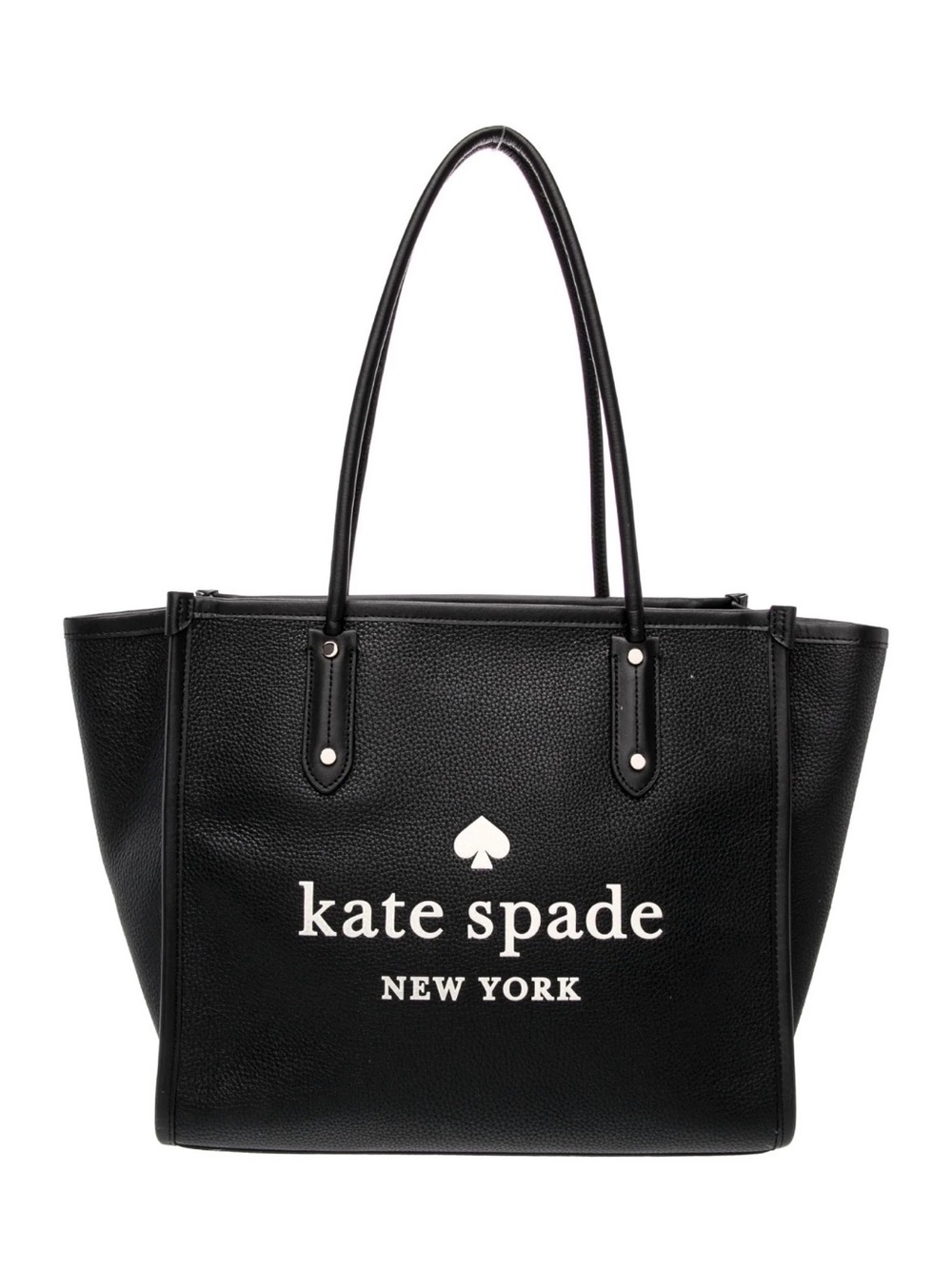 KATE SPADE Ella Large Black Pebbled Leather Branded Tote Bag--NWT
